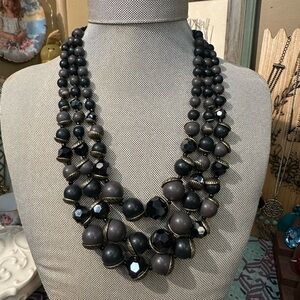 Premier Designs Elegant Black and Gray Beaded Necklace